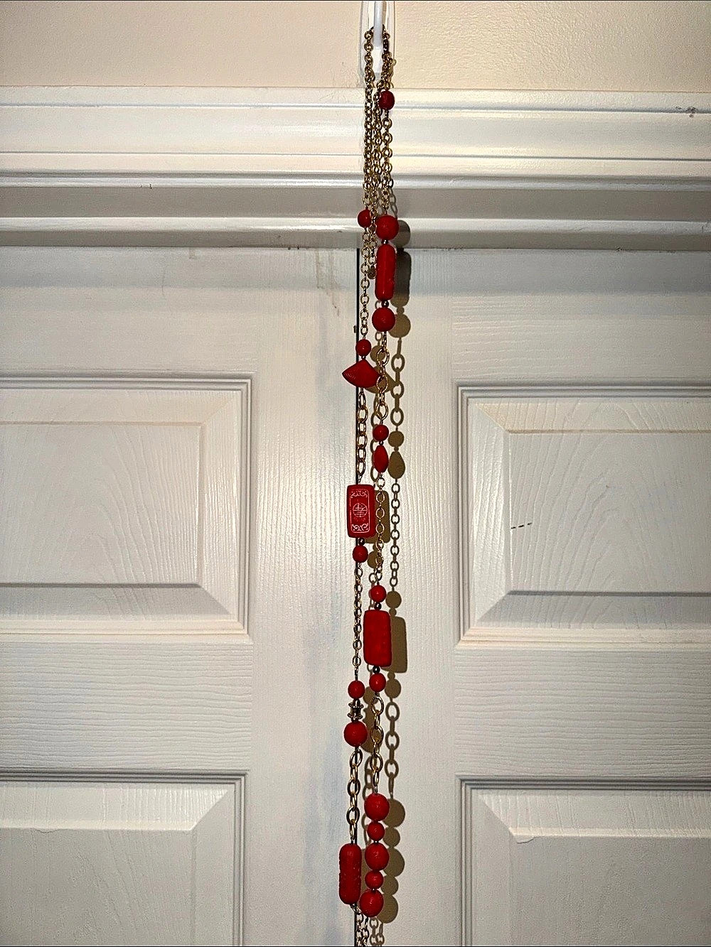 Studio Barse Red Beaded Gold-Tone Chain Necklace